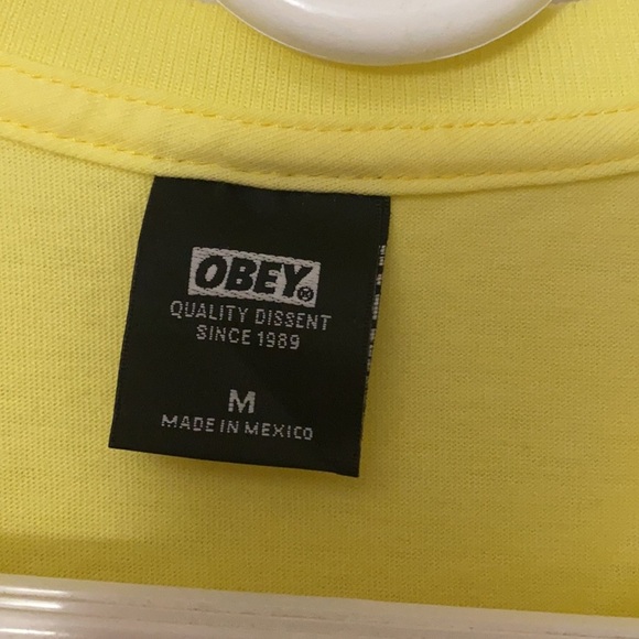 NWOT obey yellow long sleeve size: M - Picture 4 of 8